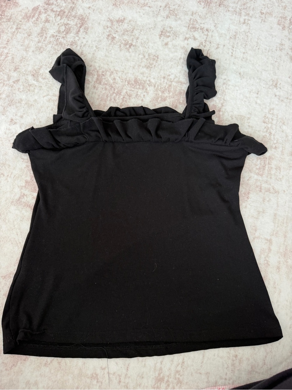 Black Ruffle Sleeveless Top Women’s Large - Picture 5 of 8
